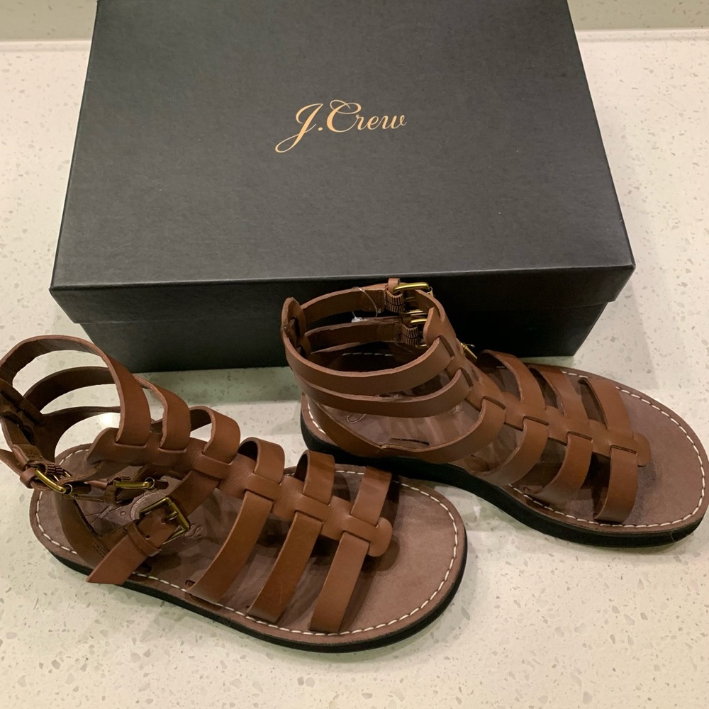J. Crew Tan Leather Gladiator Sandals
